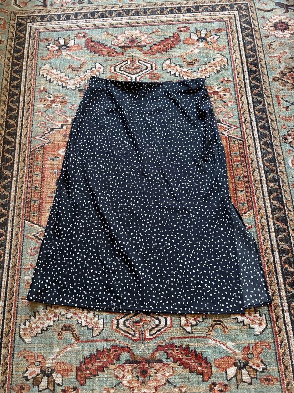 a new day Black Polka Dot Midi Skirt